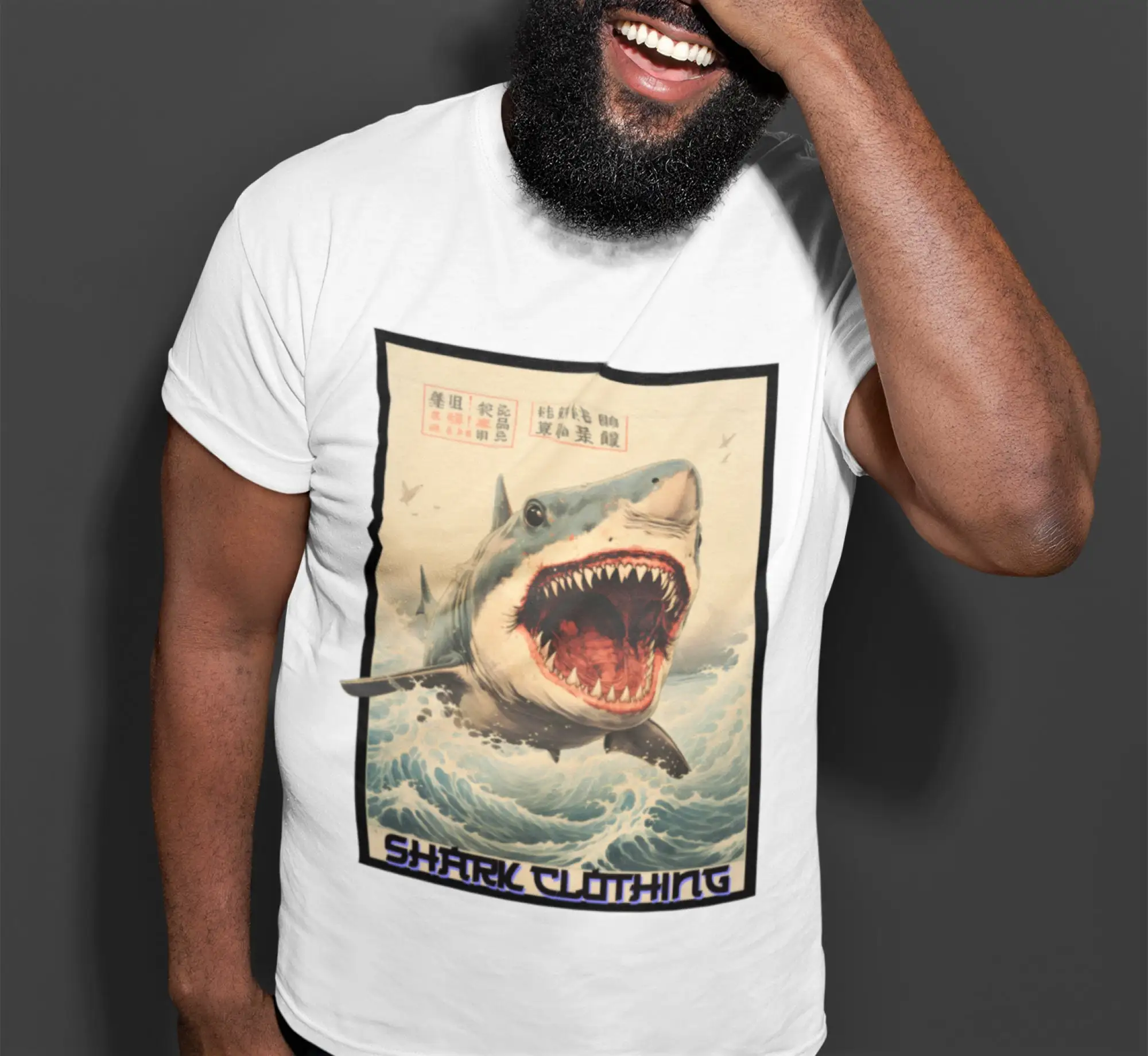 Lifestyle Of Japanese - Japanese shark T Shirt Heavy Cotton